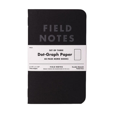 Field Notes Pitch Black Graph 3-Pack, Made in USA