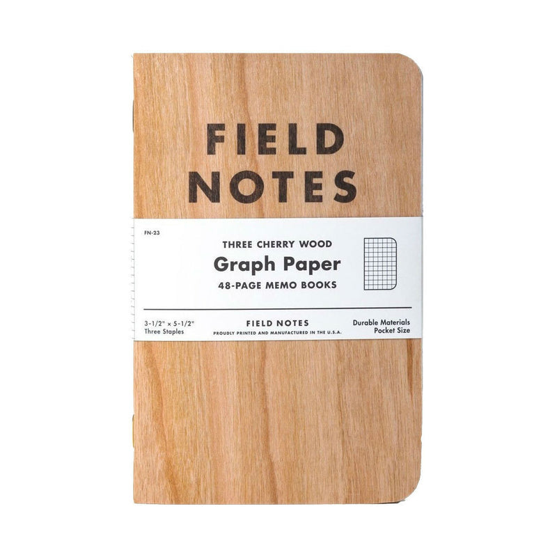 Field Notes Cherry Wood Graph Memo Book 3-Pack | Made in America 