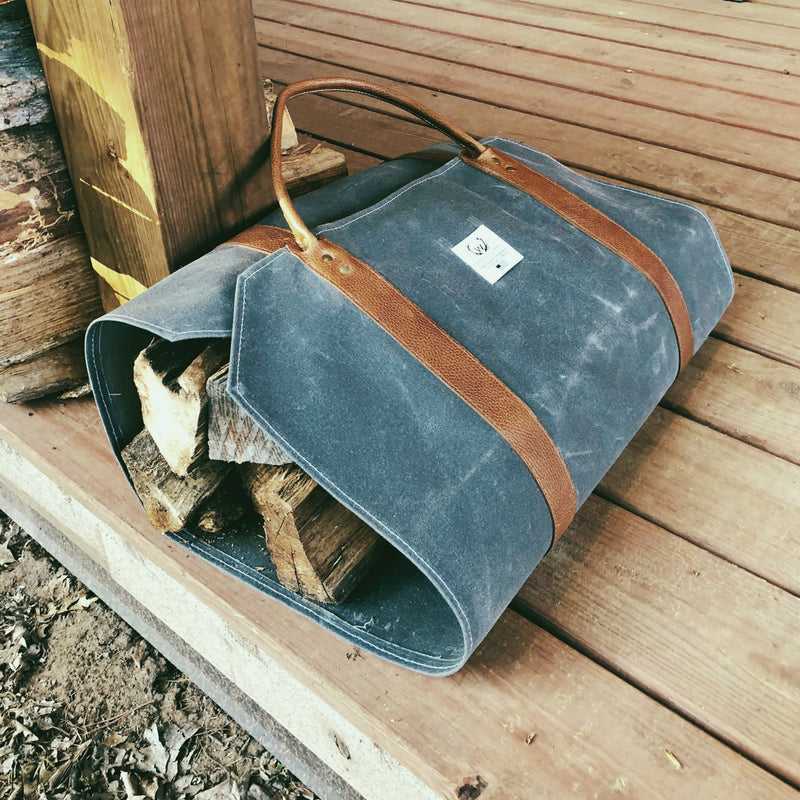Waxed Canvas Log Carrier, Charcoal